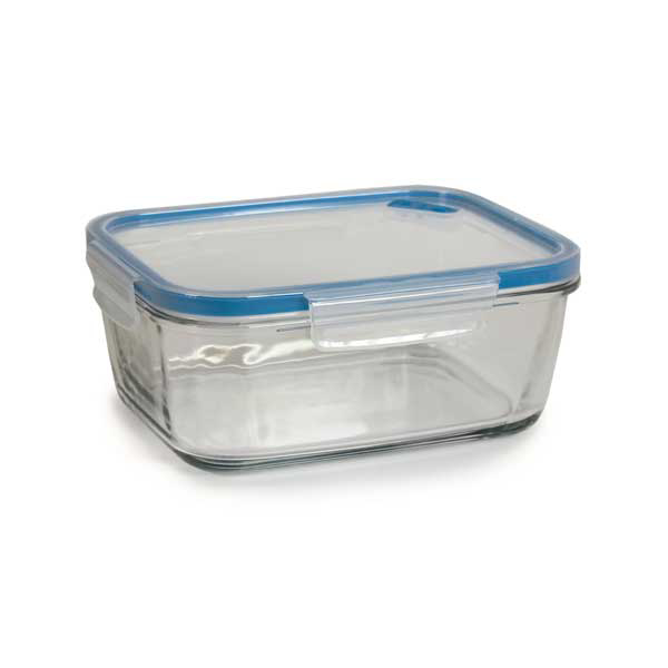 קופסת אחסון לאוכל מזכוכית 1.5 ליטר מלבני